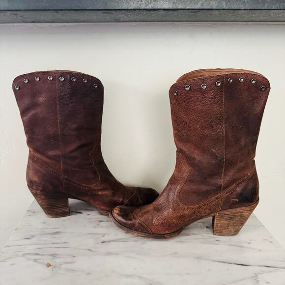 Diego Luxury Brown Leather Fringe Sides Western Boots Women’s Size 9 - Picture 6 of 10